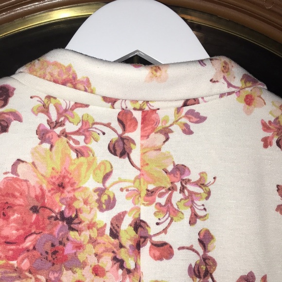 LC Lauren Conrad Cream & Multicolor Autumn Floral Single Button Blazer Jacket - Picture 12 of 15